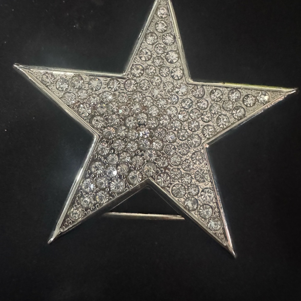 Silver Crystal Star Pin Brooch
